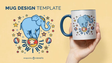 Happy circus elephant mug design