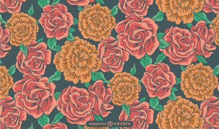 Projeto do padrão da natureza da flor do jardim de rosas