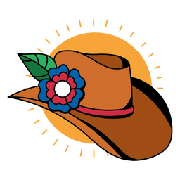 Trazo de color de sombrero de vaquero floral salvaje oeste Transparent PNG