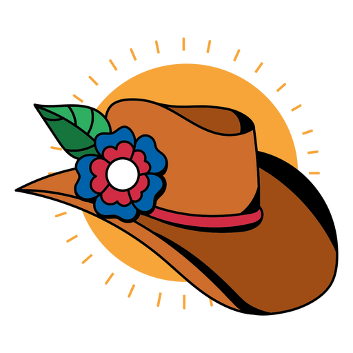 Curso de cor de chapéu de cowboy floral oeste selvagem Desenho PNG