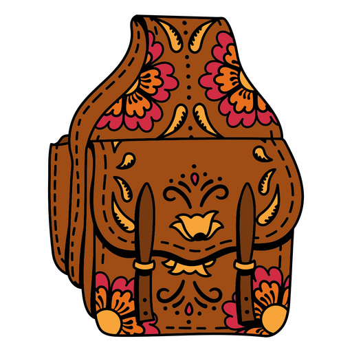 Wild west floral saddlebag color stroke PNG Design