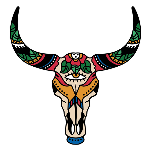 Tatuagem de caveira de touro do oeste selvagem Desenho PNG