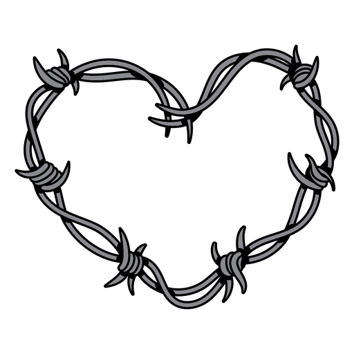 Corazón de alambre de púas de metal salvaje oeste Diseño PNG