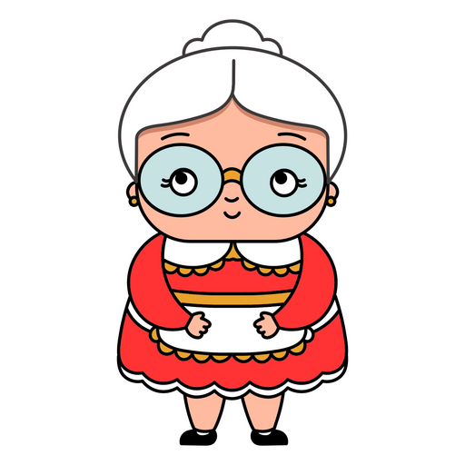 Christmas characters Mrs. Claus with apron color stroke PNG Design