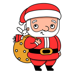 Santa claus con trazo de color de regalos Diseño PNG
