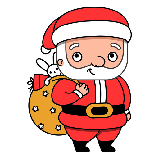 Santa claus with presents color stroke PNG Design