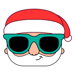 Christmas Characters Santa Claus With Glasses Color Stroke PNG & SVG ...