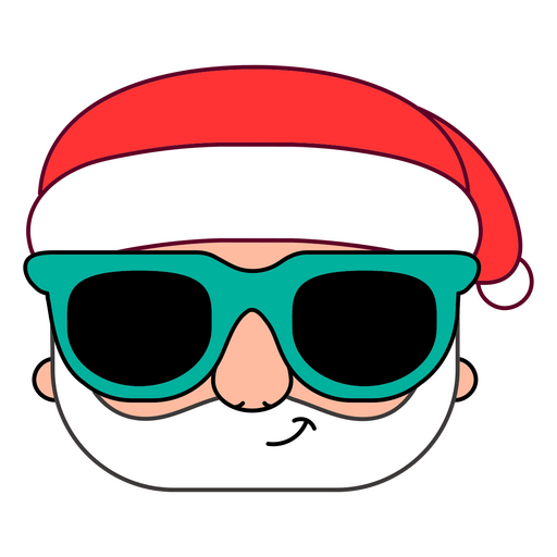 Christmas characters Santa Claus with glasses color stroke PNG Design