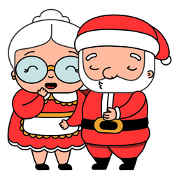 Personajes navideños Sr. y Sra. Claus trazo de color. Diseño PNG