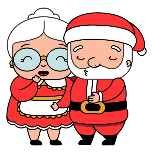 Personagens de Natal Sr. e Sra. Claus traço de cor Desenho PNG