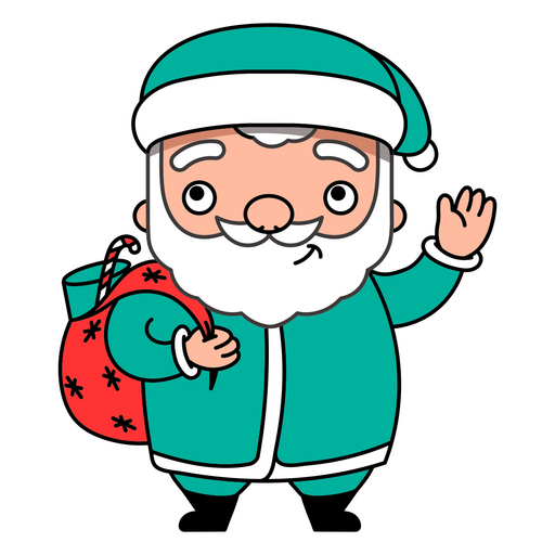Personajes navideños trazo de color verde Santa Diseño PNG
