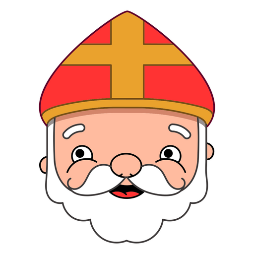 Christmas characters Santa with christian hat color stroke PNG Design