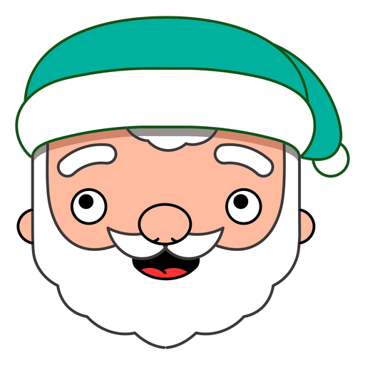 Christmas characters Santa with green hat color stroke PNG Design