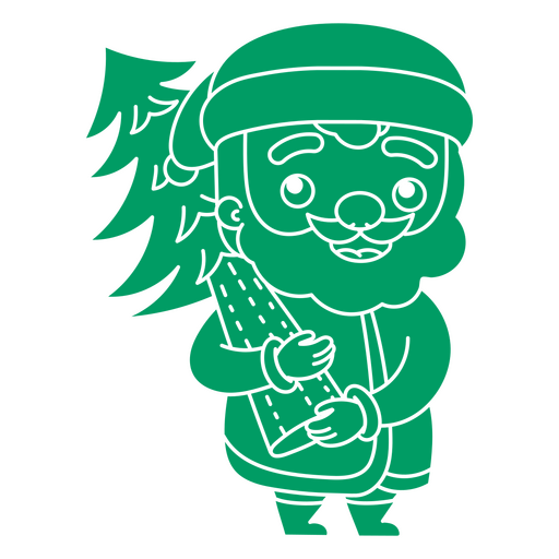 Verde Papai Noel com árvore cortada Desenho PNG