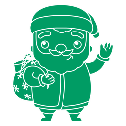 Green Santa with presents cut out PNG Design