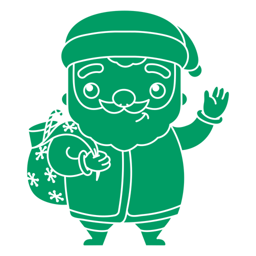 Green Santa with presents cut out PNG Design