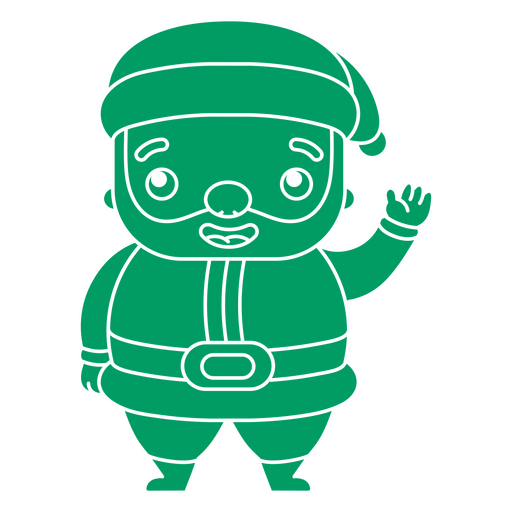 Green Santa waving hello cut out PNG Design