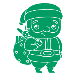 Papá Noel verde con regalos recortados Diseño PNG