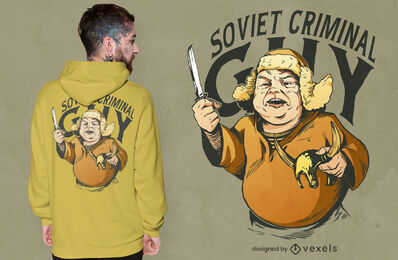 Criminoso soviético com design de t-shirt de faca