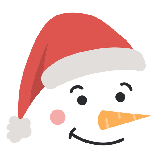 Muñeco de nieve navideño con sombrero semi plano