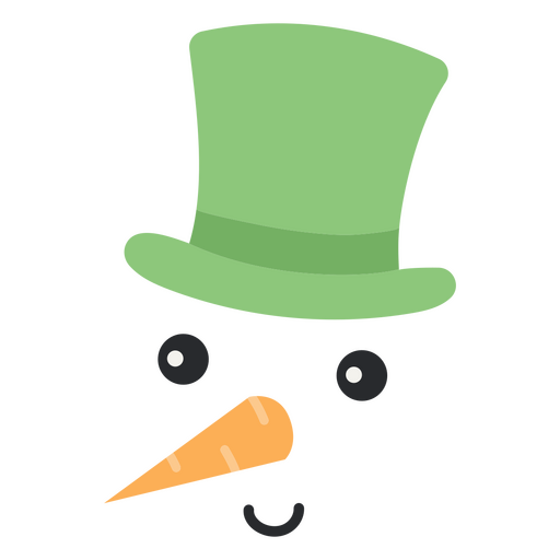 Boneco de neve de natal com chapéu verde semi plano