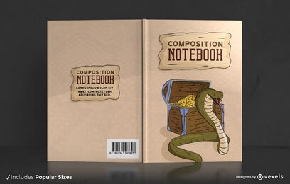 Snake animal with treasure book cover design
