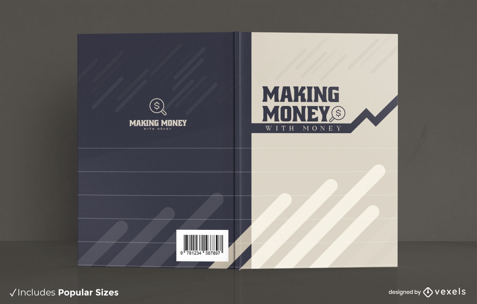 Diseño de portada de libro de línea gráfica de dinero