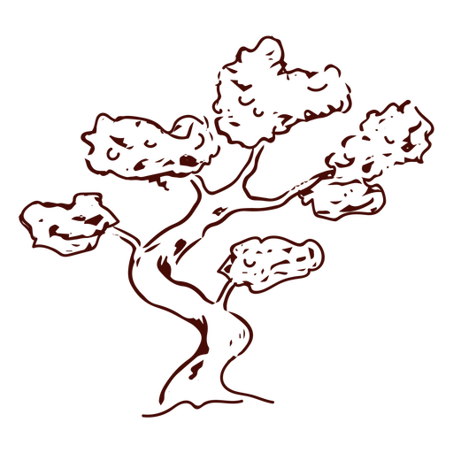Sketched bonsai tree PNG Design