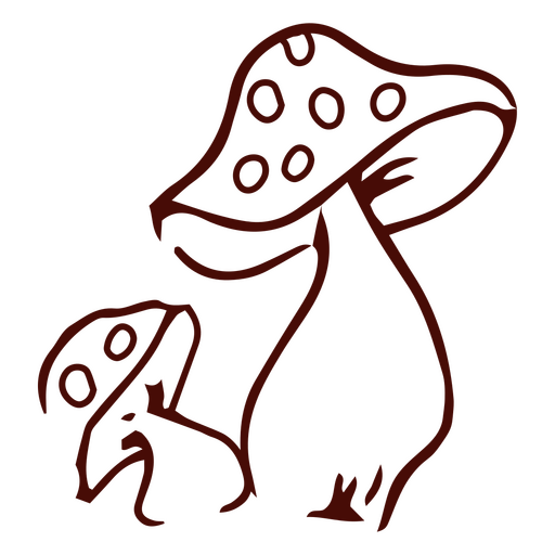 Arte de linha de dois cogumelos Desenho PNG