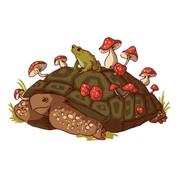 Turtle and frog illustration PNG Design
