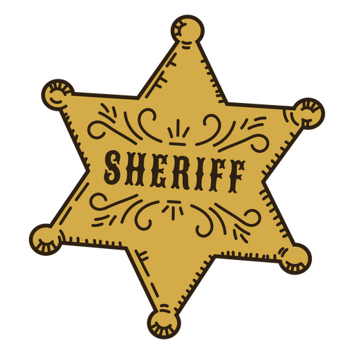 Wild west sheriff star color stroke PNG Design