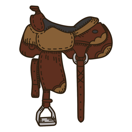 Trazo de color de silla de montar de caballo marrón del salvaje oeste Diseño PNG