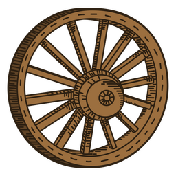 Farbstrich des Wildwest-Holzkarrenrads PNG-Design