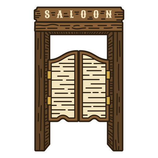 Trazo de color de la puerta del salón del salvaje oeste Diseño PNG