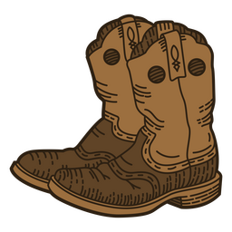 #276861Traço de cor de botas de cowboy do oeste selvagem Desenho PNG