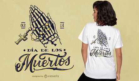 Manos de esqueleto con diseño de camiseta cruzada