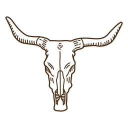 Wild West Bull's Skull Stroke PNG & SVG Design For T-Shirts