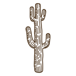 Wild west tall cactus stroke PNG Design