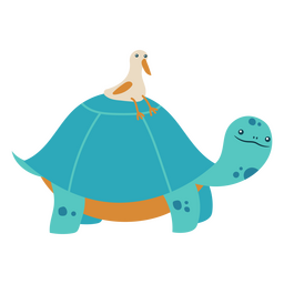 Tortuga con pato semi plano Diseño PNG