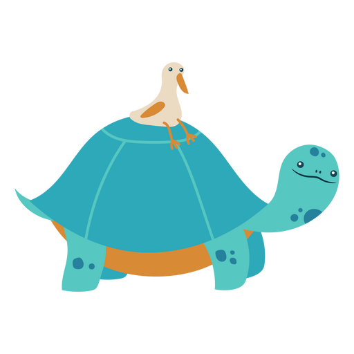 Turtle with duck semi flat PNG Design