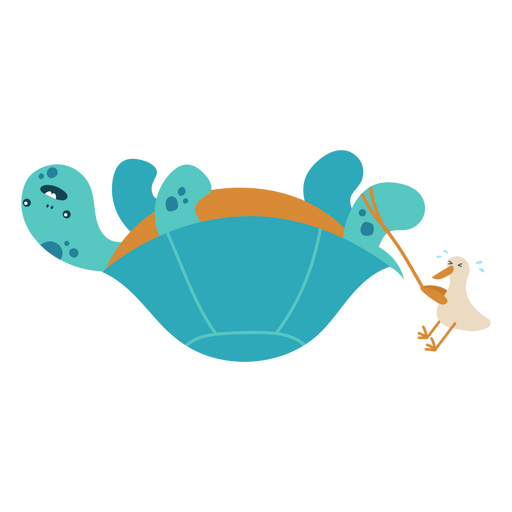 Schildkröte und Ente, die halb flach spielen PNG-Design