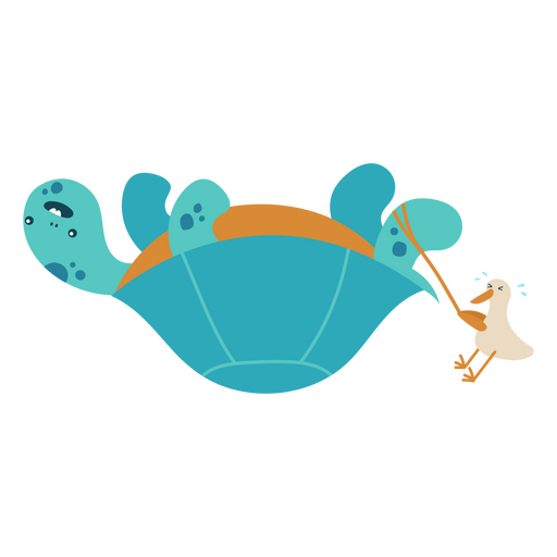 Tartaruga e pato jogando semi plano Desenho PNG