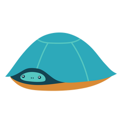 Blue turtle in its shell semi flat PNG Design Transparent PNG