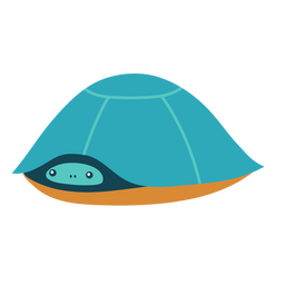 Tartaruga azul em sua concha semi plana Desenho PNG