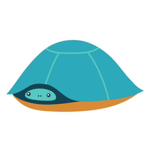 Blue turtle in its shell semi flat PNG Design