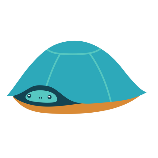 Tortuga azul en su caparazón semi plana Diseño PNG