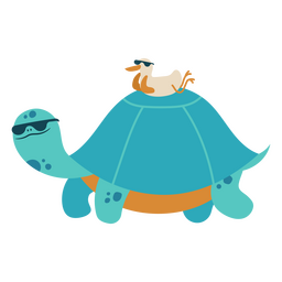 Tortuga y pato semi plano Diseño PNG