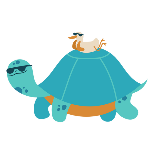 Turtle and duck semi flat PNG Design