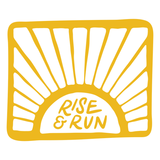 Rise & Run Running-Abzeichen-Doodle PNG-Design