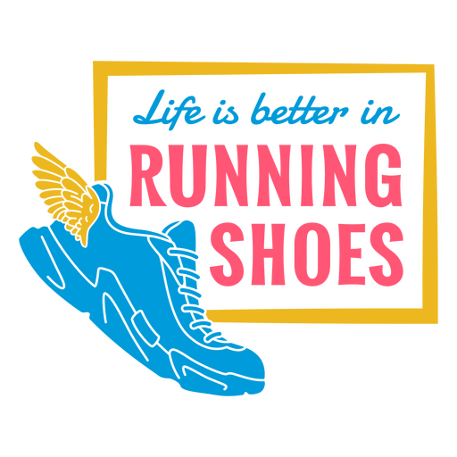 Running shoes flat badge PNG Design